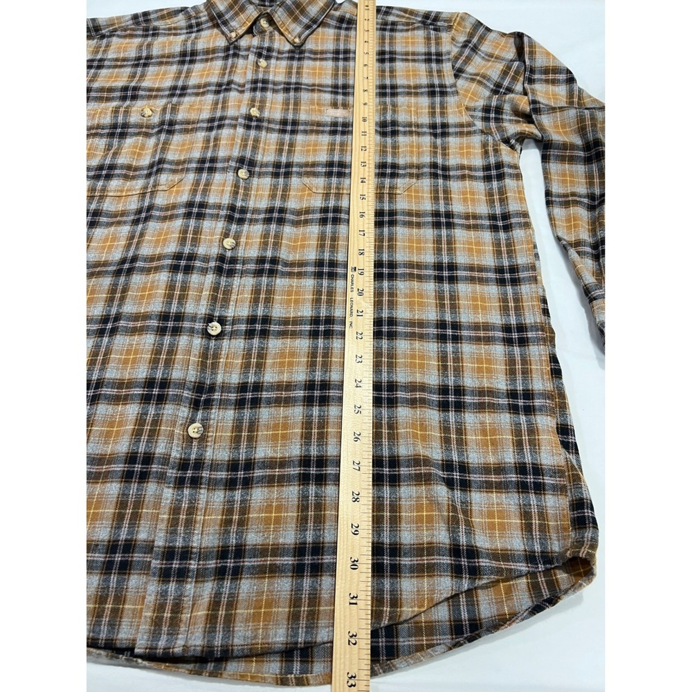 Carhartt Plaid Flannel Button Down Mens Large Brown Long Sleeve Work Shirt F06 - Picture 7 of 12